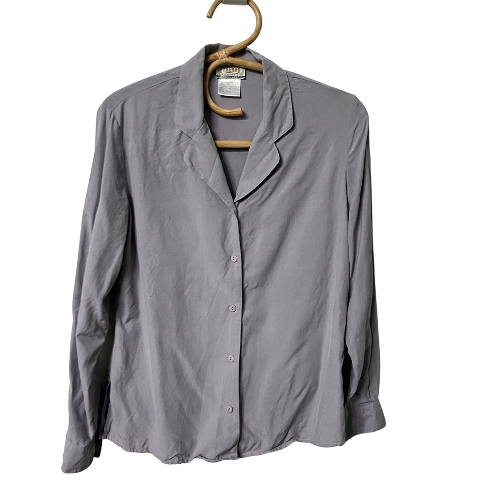 Braemar Petites Jeremy Scott 100% Silk Blouse Lavender Grey Button Down Small